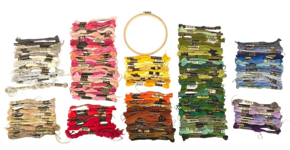 Vintage DMC 179 Embroidery Floss Skeins Multicolor Destash Hoop